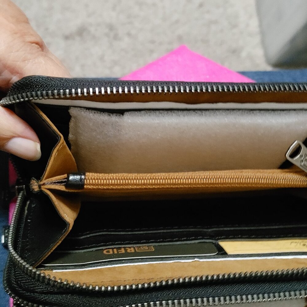 Patricia Nash double zipper wallet in embossed map print - Picture 7 of 10